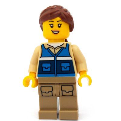 Figurine Woman, Blue Vest, Reddish Brown Ponytail Hair du set 60307