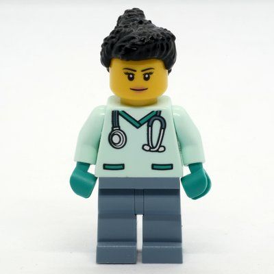 Figurine Vet, Light Aqua Scrubs, Black Hair du set 60307