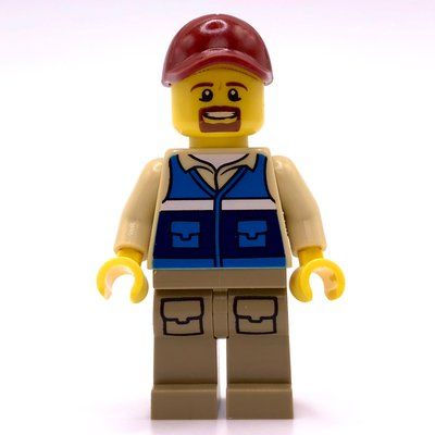 Figurine Man, Blue Vest, Dark Red Cap, Goatee Beard du set 60307