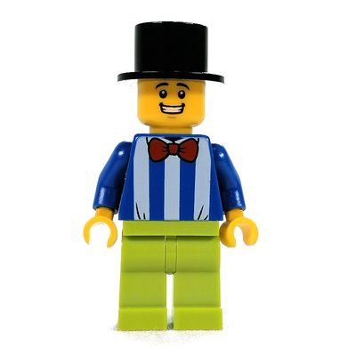 Figurine Blue Torso with White Stripes, Lime Legs, Black Top Hat du set 31119