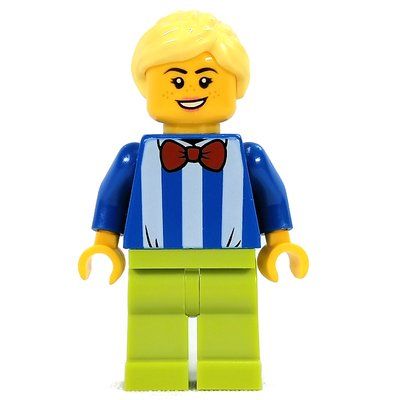 Figurine Blue Torso with White Stripes, Lime Legs, Bright Light Yellow Hair du set 31119