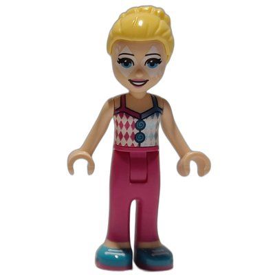 Minifigura Stephanie - Dark Pink/Silver Top, Dark Pink Pants, Face Paint del set 41689