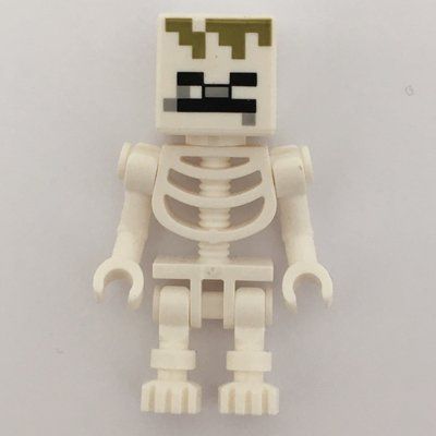 Figurine Skeleton, Square Skull, Olive Green Pixels du set 21176