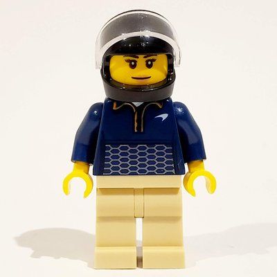 Figurine Racer Driver - Dark Blue Torso, Tan Legs, Black Helmet du set 76902
