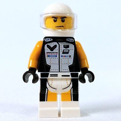 Minifigure Race Driver - Black Torso, White Legs, White Helmet del set 76903