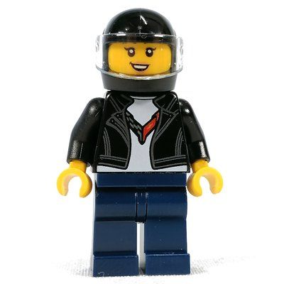 Minifigure Race Driver - Black Torso, Jacket, Dark Blue Legs, Black Helmet del set 76903