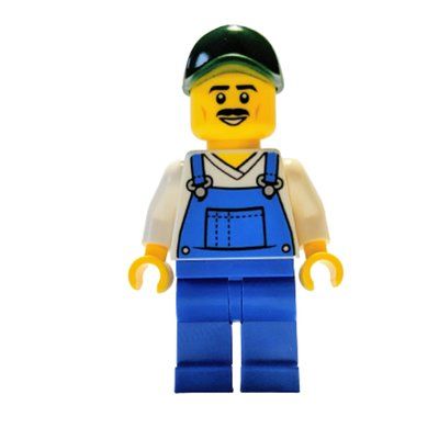 Figurine Blue Overall, White Torso, Dark Green Cap du set 952106