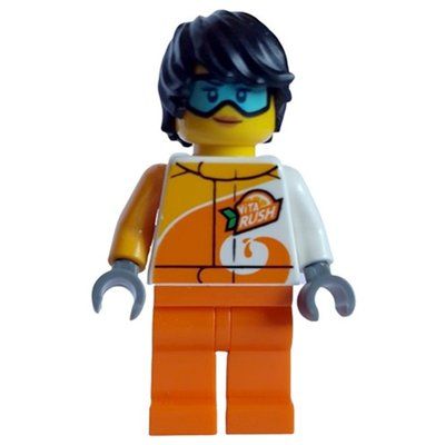 Figurine White/Orange Torso, Orange Legs, Black Hair, Goggles du set 45400
