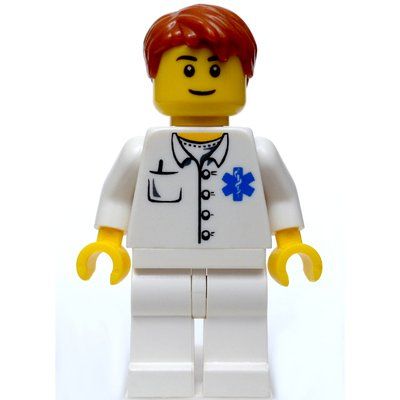 Figurine Doctor, White Shirt with Star of Life Logo, Dark Orange Hair, Black Eyebrows du set 9348