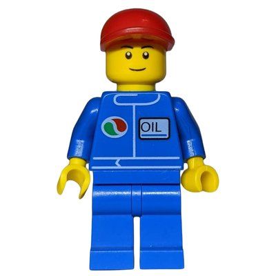 Figurine Mechanic, Blue Jumpsuit with Octan Logo, Red Cap, Smile, Black Eyebrows du set 9348