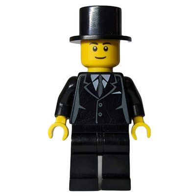 Figurine Groom, Black Suit, Black Top Hat, Black Eyebrows du set 9349