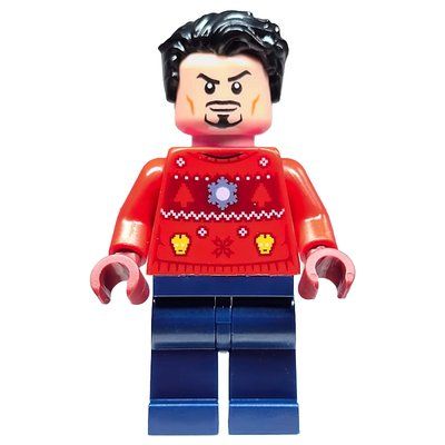 Minifigure Tony Stark in Ugly Christmas Sweater del set 76196