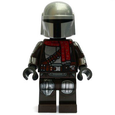 Figurine The Mandalorian / Din Djarin, Dark Brown Outfit with Red Scarf du set 75307