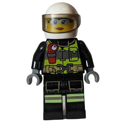 Figurine Firefighter, Black Torso, Black Legs, White Helmet du set 60321