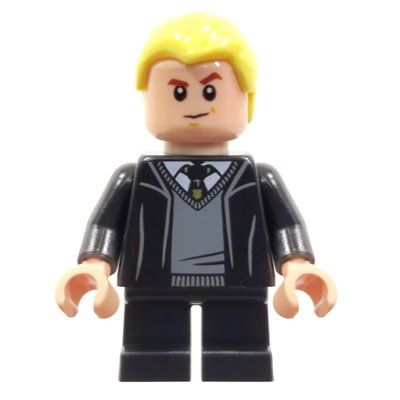 Minifiguur Draco Malfoy, Open Long Robes over Slytherin Sweater, Short Black Legs uit set 76390