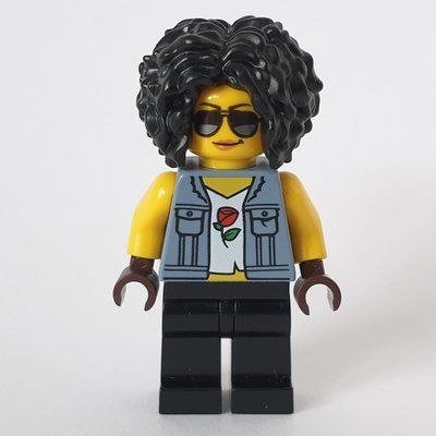 Figurine Woman, Sand Blue Vest Jacket, Black Legs, Black Hair du set 60299