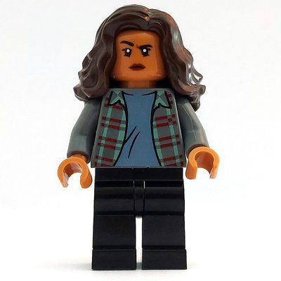 Minifigure MJ, Dark Bluish Gray Plaid Shirt from set 76185