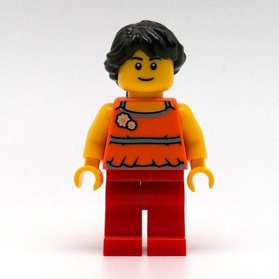 Figurine Orange Torso, Red Legs, Dark Brown Hair du set 2000418