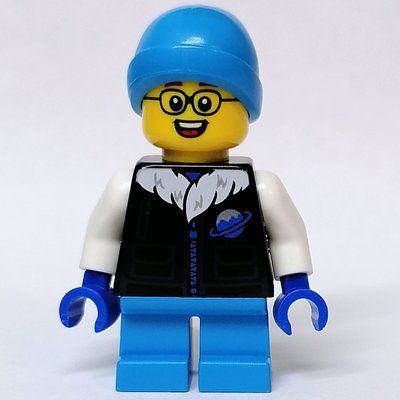 Minifigur Kid - Black Torso, Dark Azure Legs, Dark Azure Hat aus Set 80109