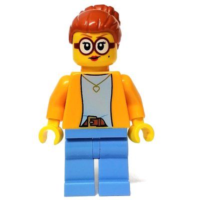 Figurine Woman, Bright Light Orange Torso, Medium Blue Legs, Dark Orange Hair du set 10297