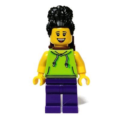 Figurine Woman, Lime Torso, Dark Purple Legs, Black Hair du set 10297