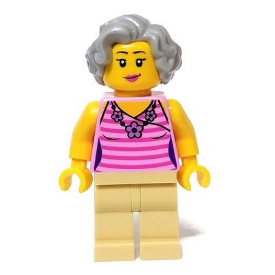 Figurine Woman, Bright Pink Torso, Tan Legs, Light Bluish Grey Hair du set 10297