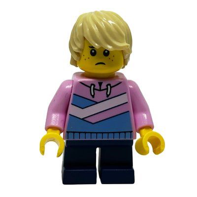 Figurine Boy, Bright Pink Jacket, Dark Blue Short Legs, Tan Hair du set 60321