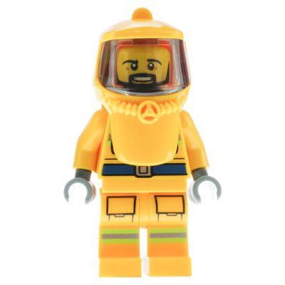 Figurine Firefighter, Bright Light Orange Hazmat Suit du set 60321