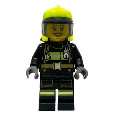Figurine Firefighter, Black Fire Suit, Vibrant Yellow Helmet du set 60321