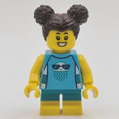 Minifiguur Girl, Medium Azure Bathing Suit uit set 60328