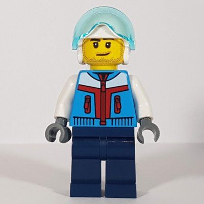 Figurine Pilot, Dark Azure Jacket, Dark Blue Legs, White Helmet du set 60323