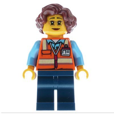 Figurine Crossing Guard, Orange Safety Vest, Dark Blue Legs du set 60329