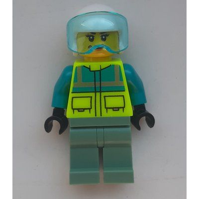 Figurine Pilot, Vibrant Yellow Jacket, Sand Green Legs, White Helmet du set 60343