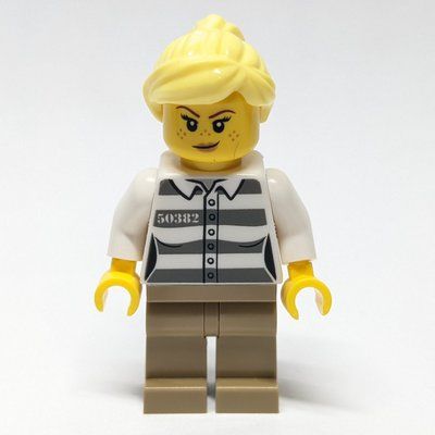 Figurine Criminal, Prison Shirt, Dark Tan Legs, Bright Light Yellow Hair du set 60315