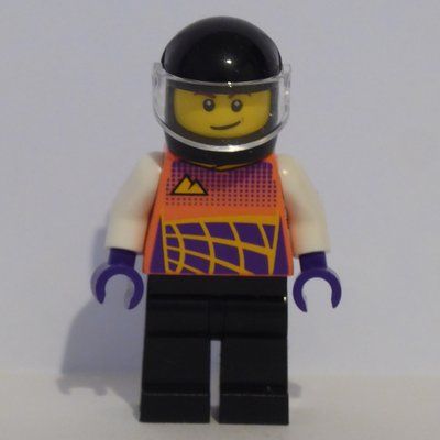 Minifigur Racer, Coral Race Jacket, Black Helmet aus Set 30589