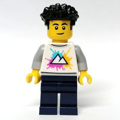 Figurine Man, White Shirt, Dark Blue Legs, Black Hair du set 60330
