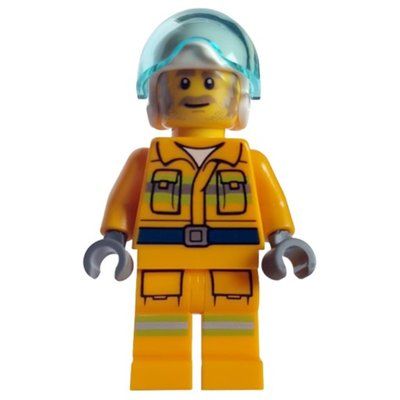 Figurine Pilot, Bright Light Orange Fire Suit, White Helmet du set 60320