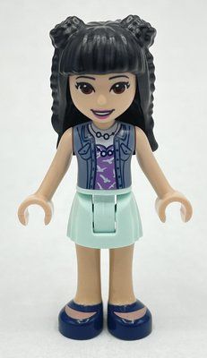 Minifigur Emma - Sand Blue Top, Light Aqua Skirt, Black Hair with Buns aus Set 41701