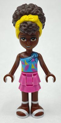Minifigur Nandi - Medium Azure Top, Dark Pink Skirt, Dark Brown Hair with Bandana aus Set 41701