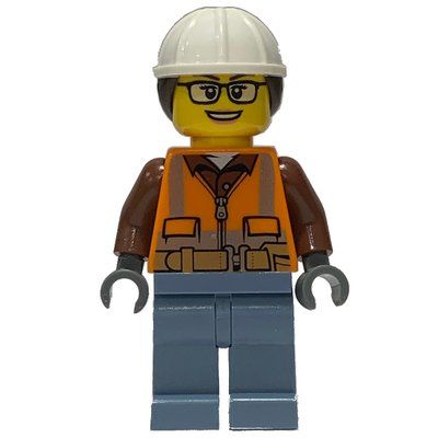 Figurine Construction Worker, Orange Safety Vest, White Hard Hat du set 60324