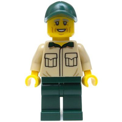 Minifigure Man, Tan Shirt, Dark Green Legs and Cap from set 60326