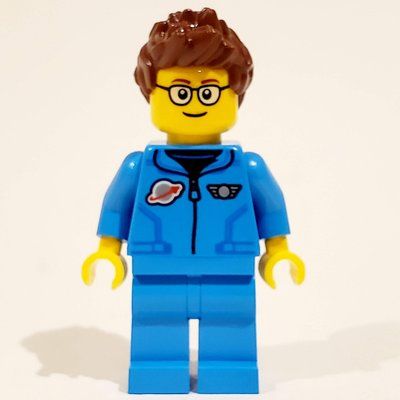 Figurine Man, Dark Azure Tracksuit with Classic Space Logo, Glasses du set 60351