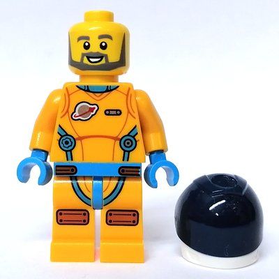 Figurine Astronaut, Male, Bright Light Orange Suit, Dark Blue Visor, Beard du set 60350