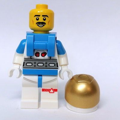 Figurine Astronaut, Male, White Suit, Gold Visor, Moustache du set 60350