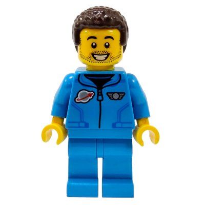 Figurine Man, Dark Azure Tracksuit with Classic Space Logo, Dark Brown Hair, Stubble du set 60350