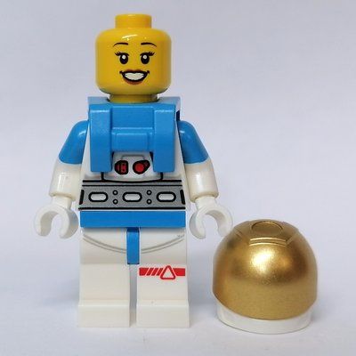 Figurine Astronaut, Female, White Suit, Gold Visor, Open Mouth du set 60350