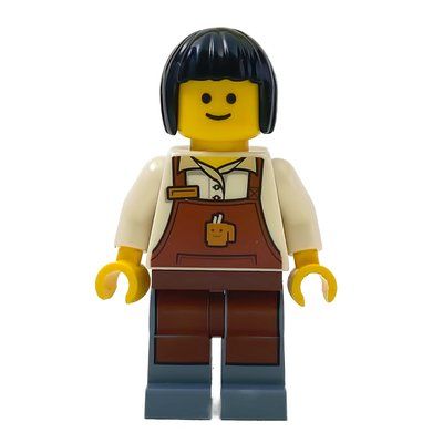 Figurine Barista, White Torso, Reddish Brown Apron, Sand Blue Legs du set 10255