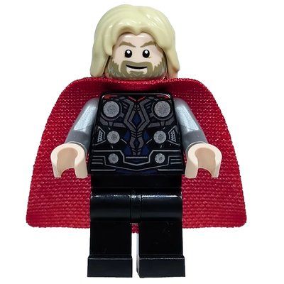 Minifigure Thor, Tan Hair, Black Armor, Red Cape del set 76209
