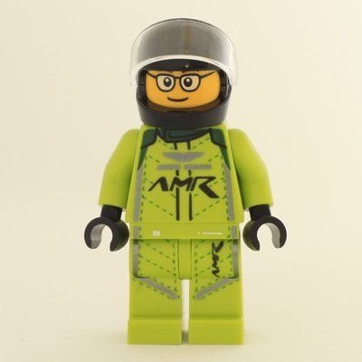 Figurine Race Driver, Lime Racing Suit, Black Helmet, Glasses du set 76910