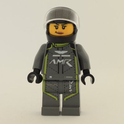 Figurine Race Driver, Dark Bluish Gray Racing Suit with Lime Trim, Black Helmet du set 76910